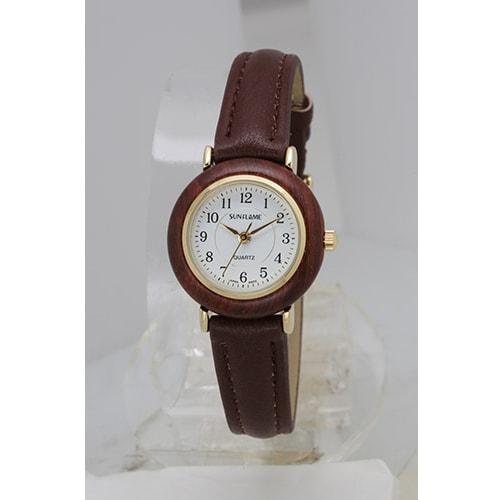 

J-AXIS Women s MJL-X19-WA (Wood Bezel Sun Flame) Round Watch Brown Analog