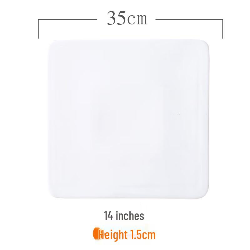 Pure White Ceramic Square Flat Dinner Plate