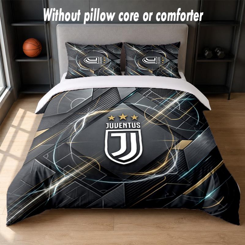 Juventus FC Design Bed Bedding Set 1 Duvet Cover + 2 Pillowcases Soft Breathable Household Bed Linens