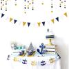 Navy-Blue White-Gold Party Decorations Banner - 2 Pack Men Birthday Graduation 2025 Glitter Sprinkles Paper Pennant Triangle Flags, Fathers Day