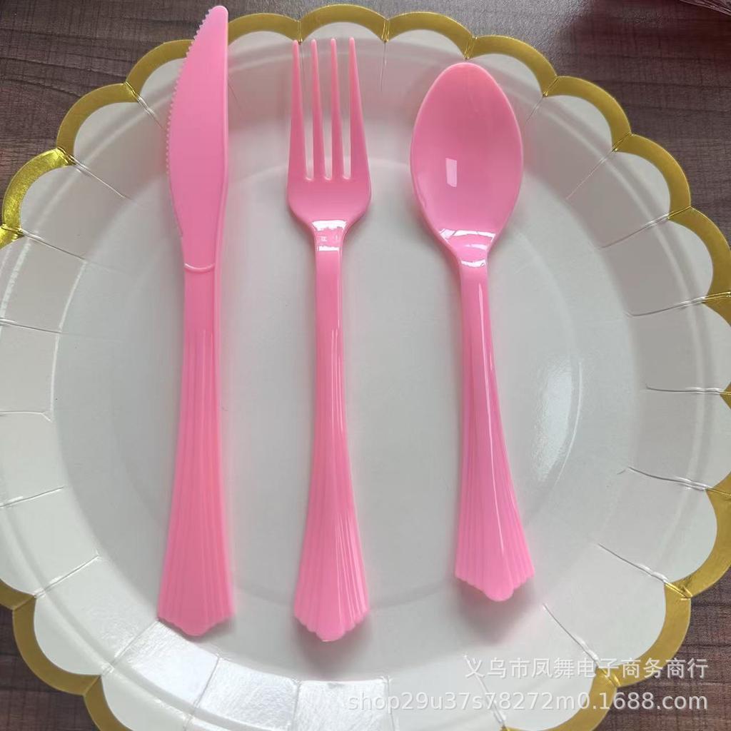 Fluorescent Green Green Pink Dovetail Knife And Fork Spoon Family Banquet Supplies Colored Tableware Western Food Fruit Knife And Fork