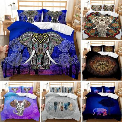 2/3 Piece Bohemian Elephant Mandala Pattern Bedding Set Boho Duvet Cover Queen King Size Quitl Cover Polyester Comforter Cover