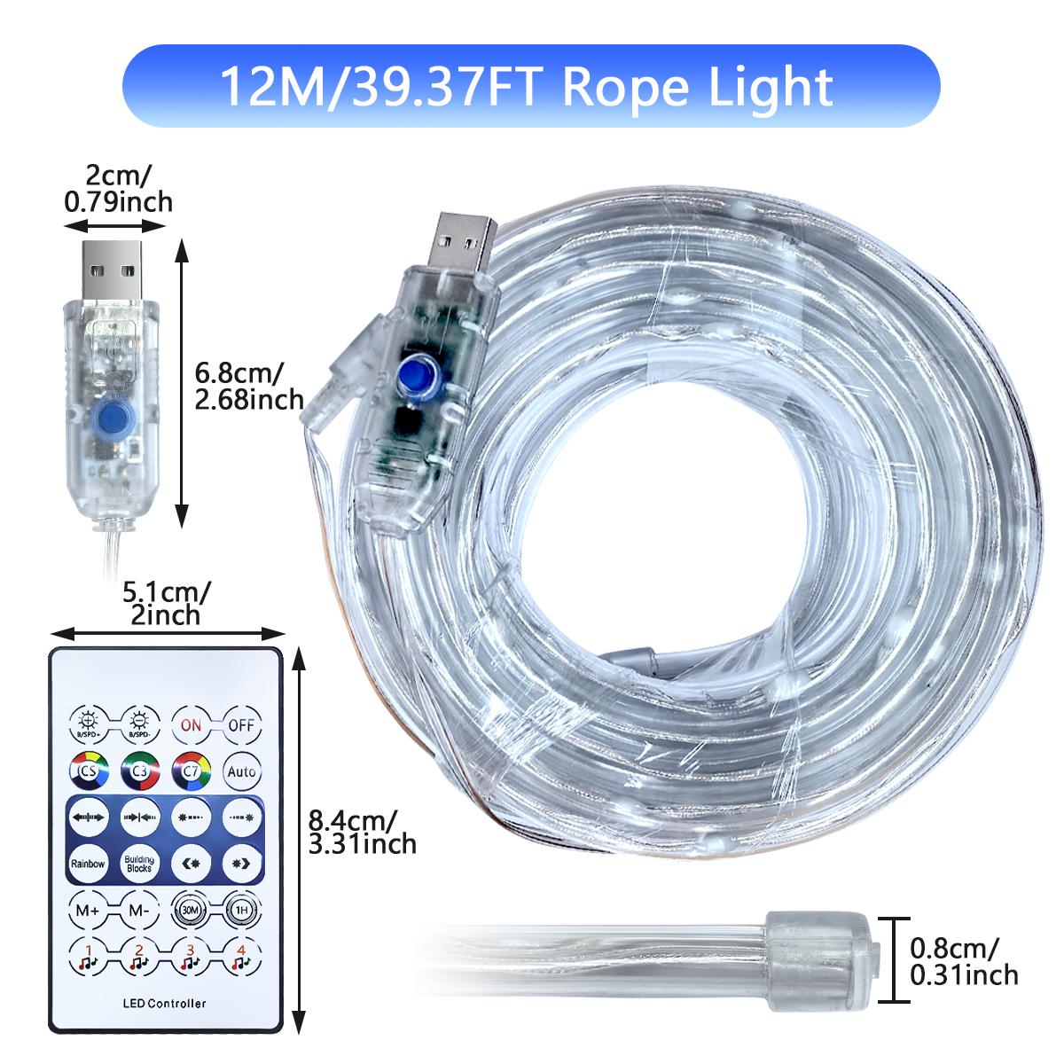 

12M 100 светодиодных гирлянд уличная, многоцветная и 19 красочных режимов с пультом дистанционного управления, водонепроницаемая USB-светильник для рождественской вечеринки