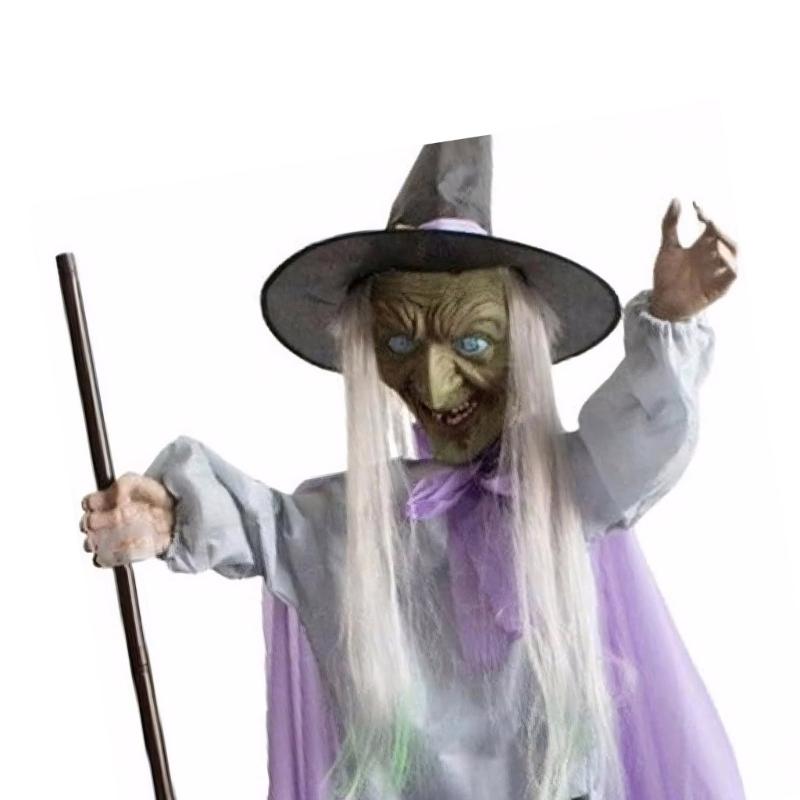  Haunted Animated Hovering Witch Sculpture with Fabric Costume Halloween Props