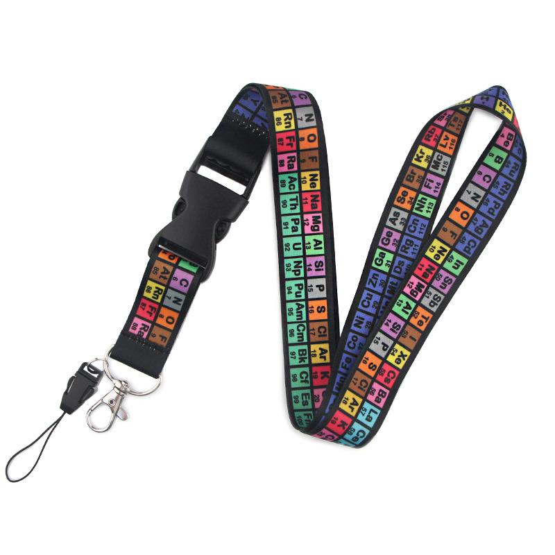 

Chemistry Periodic Table of Elements Lanyards Key Chain Colorful Print ID Badge Holder Pendant Keyring Charms Mobile Phone Lany різнокольоровий