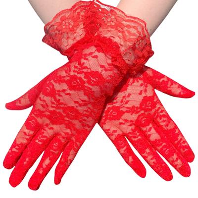 2 szt. Delikatne Koronkowe Krótkie Rękawiczki Elastyczne Damskie Rękawiczki Bez Palców Modne Style Rękawiczki do Użytku Ślubnego i Cosplay