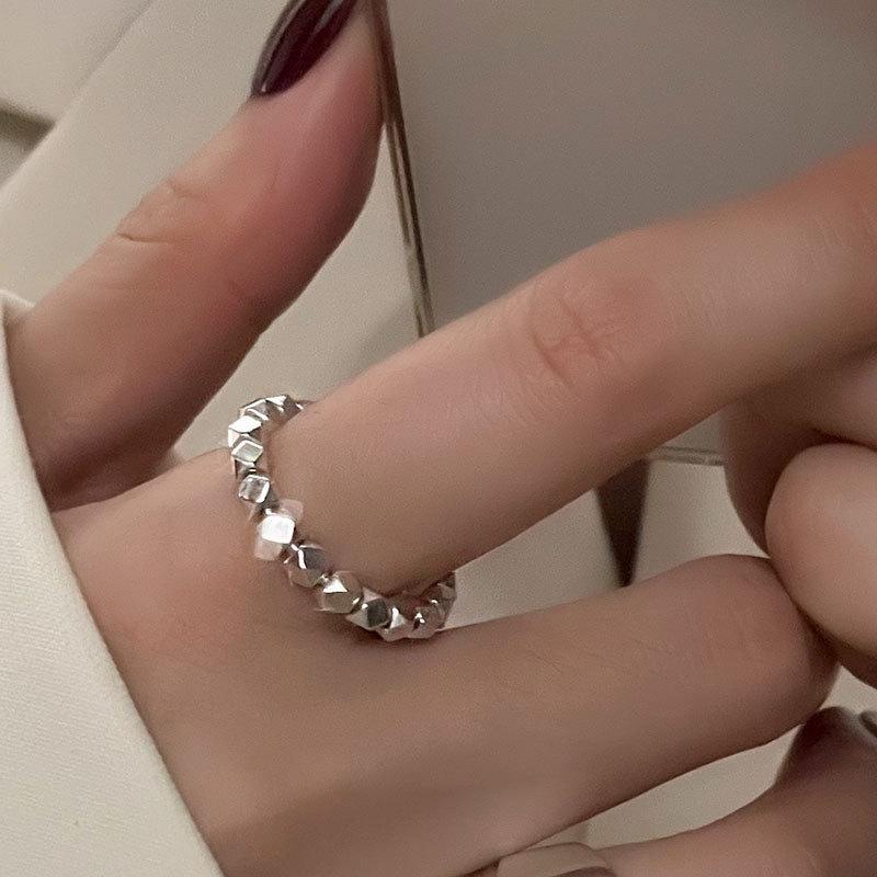 Korean Style Contemporary S925 Silver Open Ring With Sparkling Detail Women For