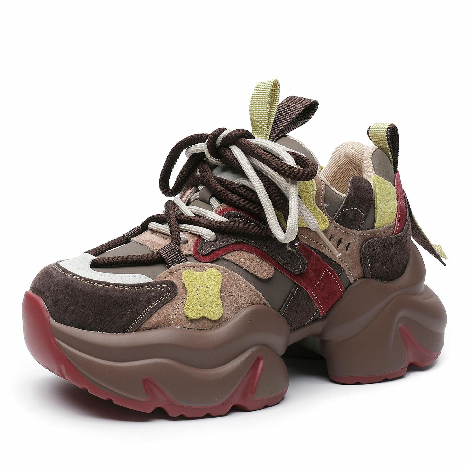 

Мода 6СМ Мода Смешанный Цвет Шнуровка Мелкий Этнический Платформа Клин Вулканизированные Женские Замшевые Натуральная Кожа Роскошная Обувь Массивные Кроссовки 40 серый