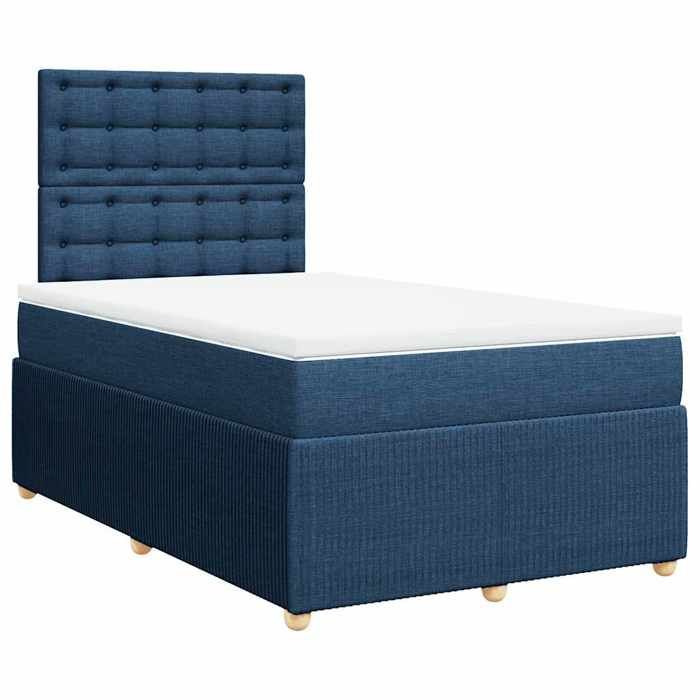Exclusive House - Slatted Bed Base with Blue Mattress 120x190 Cm Fabric