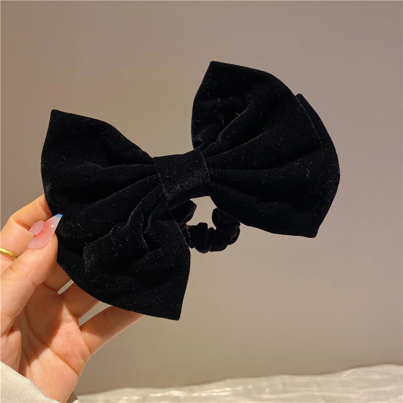 Vintage Velvet Bowknot Hair Scrunchies Hair Tie Women Girls Elegant Ponytail Large Bows Hair Rubber Bands Hair Accessories