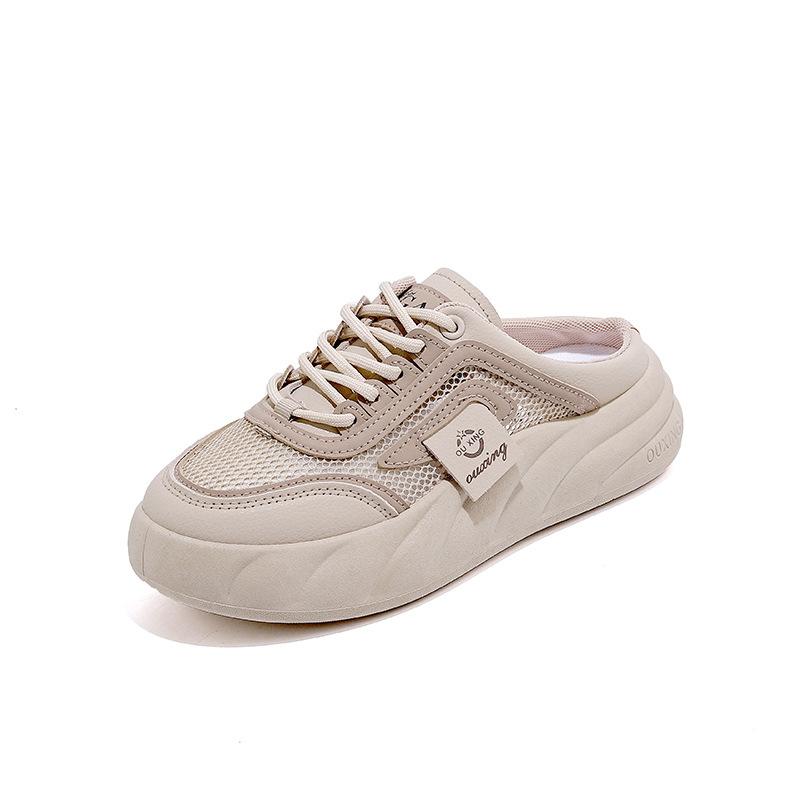 Soft-soled little white shoes women's popular 2025 summer new fashion mesh breathable student slippers women's outer wear 6681