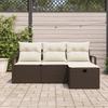 Ensemble de canapé de jardin 4 pièces avec coussins en rotin poly marron, Canapé de jardin 2 places avec rangement 3360479