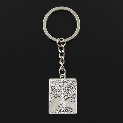 Moda 30mm chaveiro de metal chaveiro jóias antigo bronze prata cor banhado vida árvore 32x22mm pingente