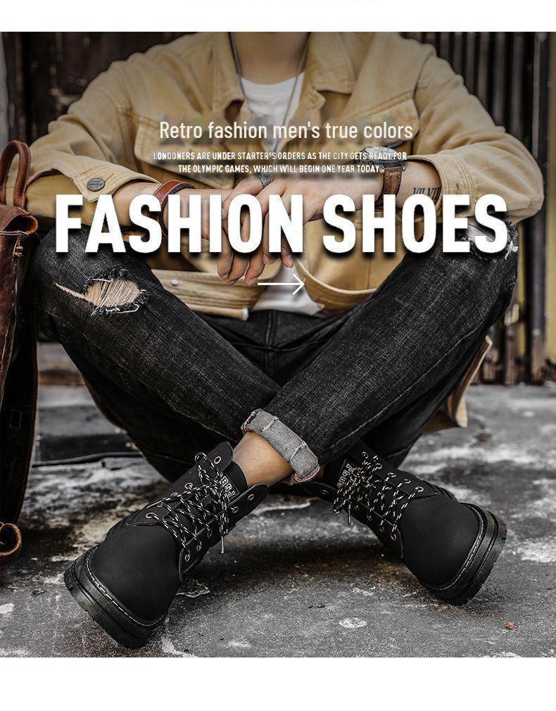 Men's Autumn High-Top Martin Boots, British Style, All-Match Thick-Soled Trendy Korean Short Boots