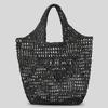 Handmade Straw Embroidered Letter Tote - Spacious, Versatile Woven Shopping Bag for Women