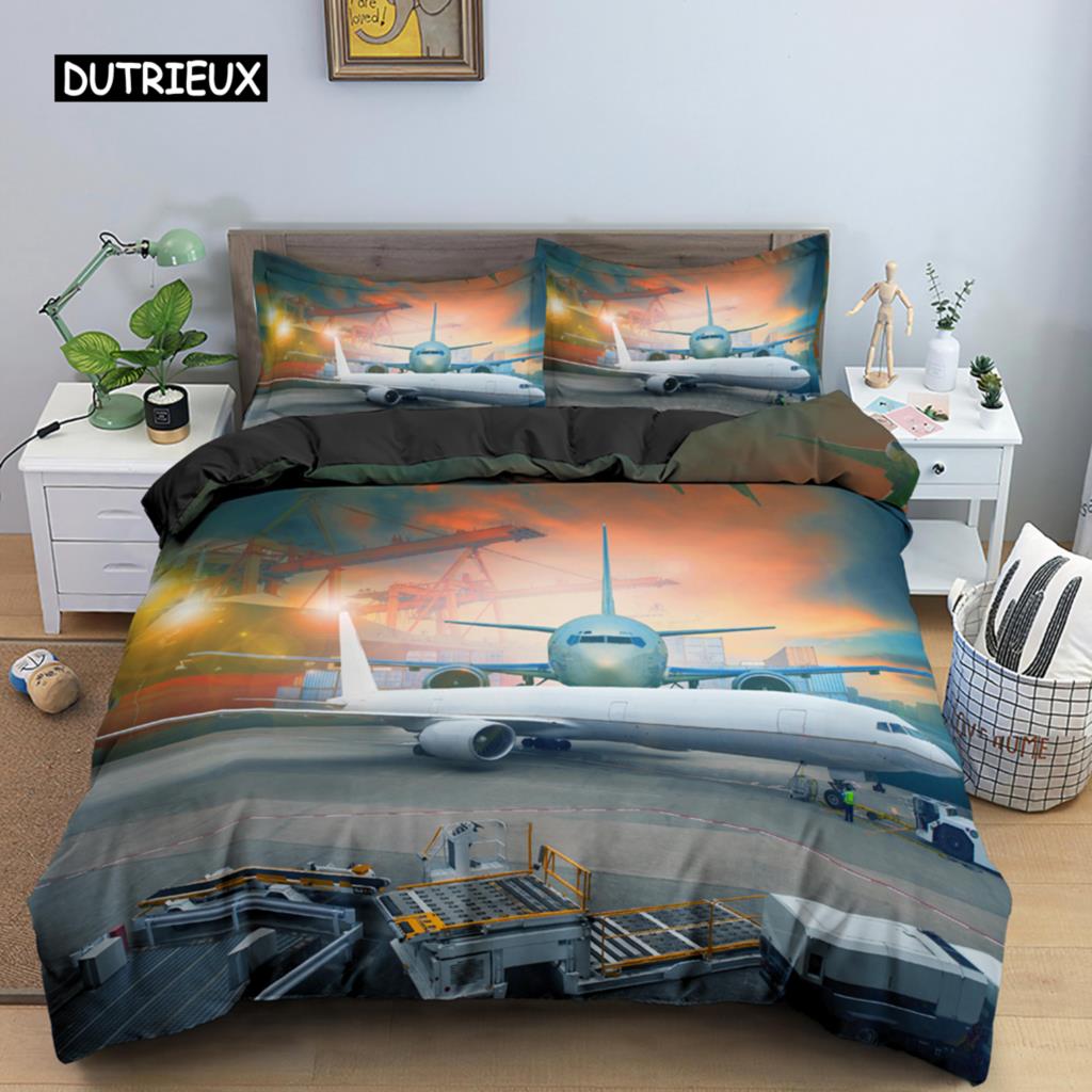 3D Airplane Printed Bedding Set Kids Adult 2/3pcs Duvet Cover with Pillowcase Comforter Bedding Quilt Cover Luxury Bedding Set