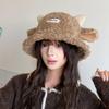Cute Lamb Ears Plush Women's Bucket Hat - New for Autumn/Winter 2025, Warm Basin Hat with Face-Slimming Style