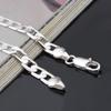 925 Sterling Silver Color Bracelet Sideways Silver Bracelet 10mm Bracelet Men &Women Jewelry