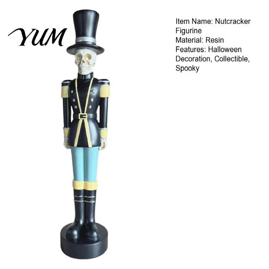 Festive Resin Crafts for Home Halloween Skull Nutcracker Figurine, Spooky Soldier Statue, Creative Room Decor Collectible Ornament Shelf Table Indoor