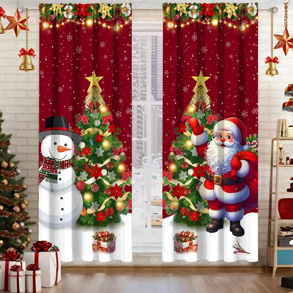 2pcs Christmas Curtain Merry Christmas Decoration for Home 2025 Xmas Curtain Window Ornaments Navidad Natal New Year Gift 2026