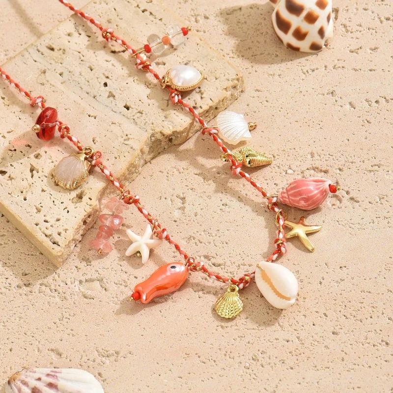 Bohemian Style Waist Chain Sea Star Imitation Pearl Shell Waist Belts Trendy Summer Beach Sexy Body Chains for Women Girls