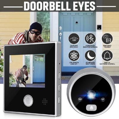 Nieuwe 3-inch Grote LCD HD Digitale Deurcamera Oog Deurbel Buiten Elektrische Deuroog Bel 120 Graden Li Batterij Kijkgaatje Video