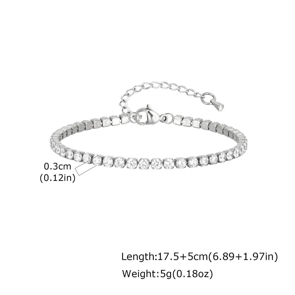 Classic Charm Tennis Bracelet for Women, AAA Zircon Stainless Steel Chain Bracelet, Wedding Birthday Party Jewelry Waterproof
