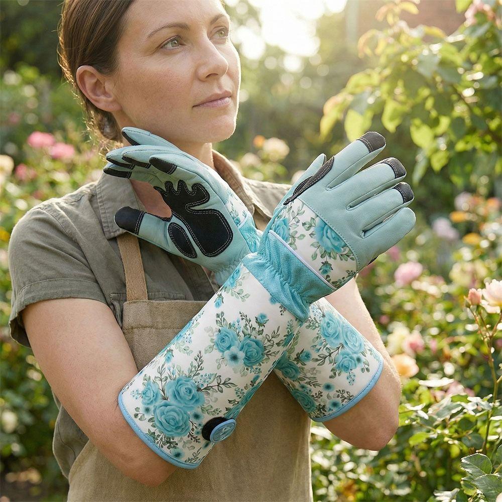 1 Pair Durable Long Gardening Gloves Anti-Puncture Rose Pruning Gloves  Gardening Work