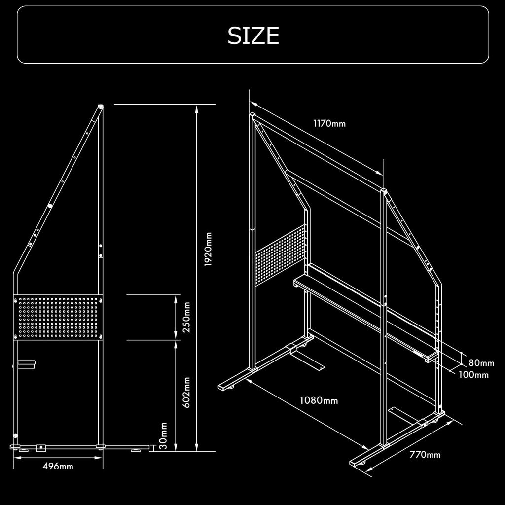 Bauhutte Bed Hanger Rack with Small Black Shelf, BHB-1000HR,