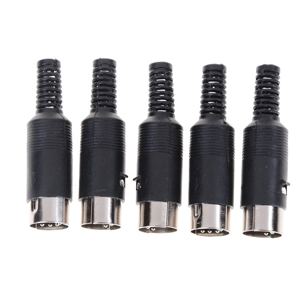 5pcs/lot DIN Male Plug Cable Connector 5 Pin with Plastic Handle Black Color Wholesale