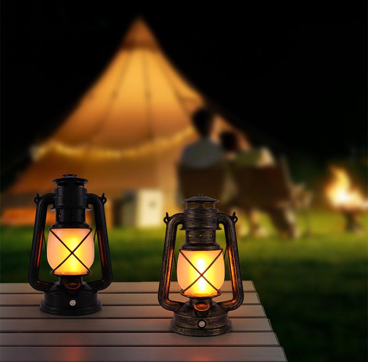 2025 Cross-border LED Atmosphere Desk Lamp Retro Flame Horse Lantern