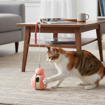 Auslaufsicherer Lebensmittelbehälter mit Futterspender-Becher Teaser-Stab 3-in-1 Futterausgabe-Becher Spielzeug Stressabbau für Wohnungskatzen