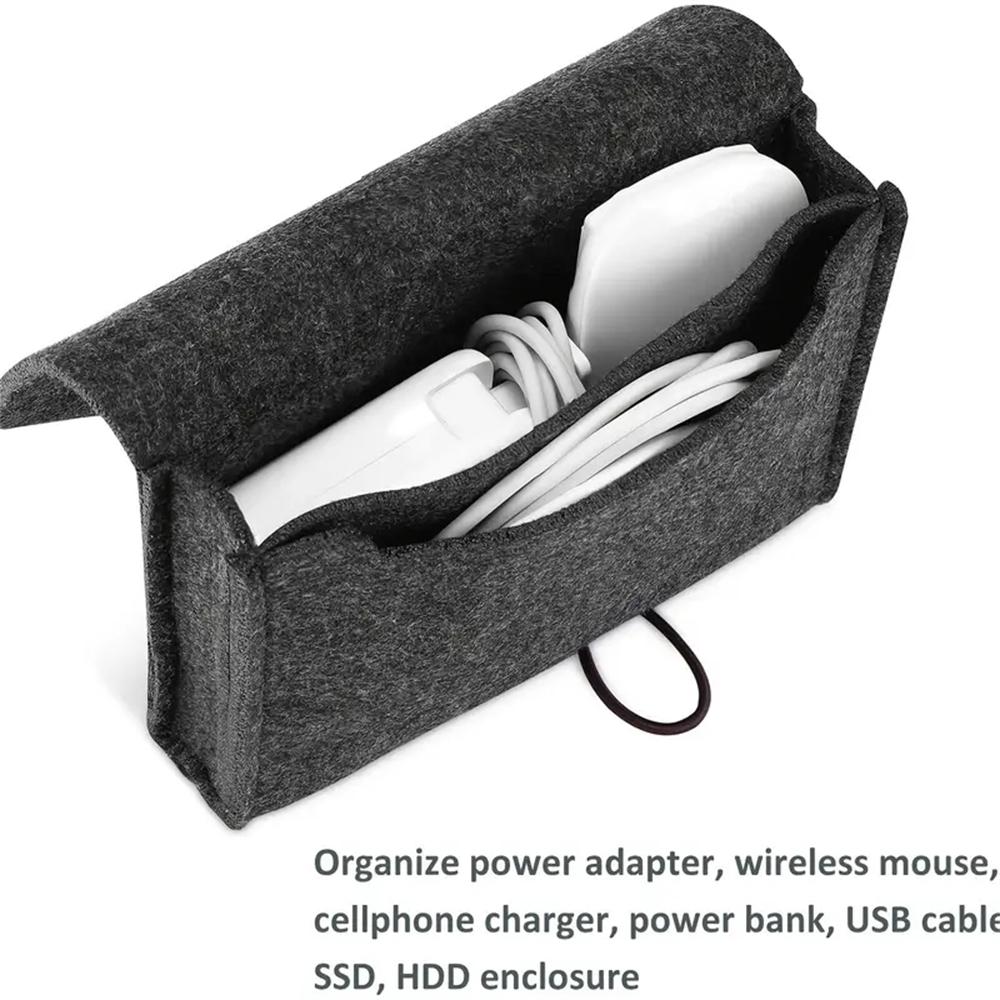 Felt Gadgets Bags Mouse Pouch Multipurpose Charger Storage Bag Travel Power Pack For & Laptops Accessories Black
