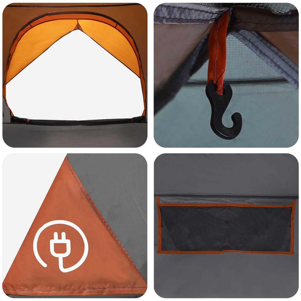 Camping Tent with Rain Fly Waterproof Dome Grey and Orange