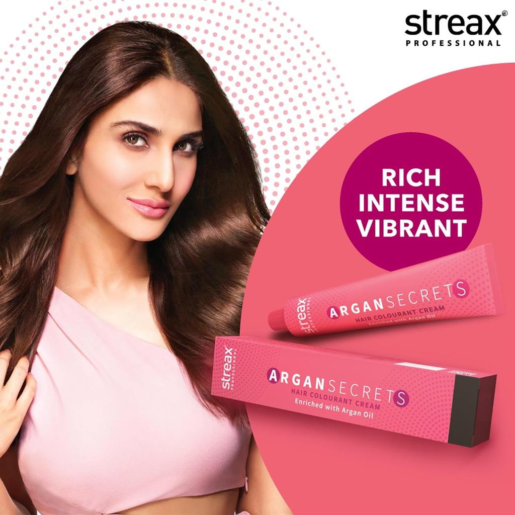Streax Professional Argan Secrets Permanent Hair Colourant Cream Brown 4 90gm Enriched With Argan Oil
