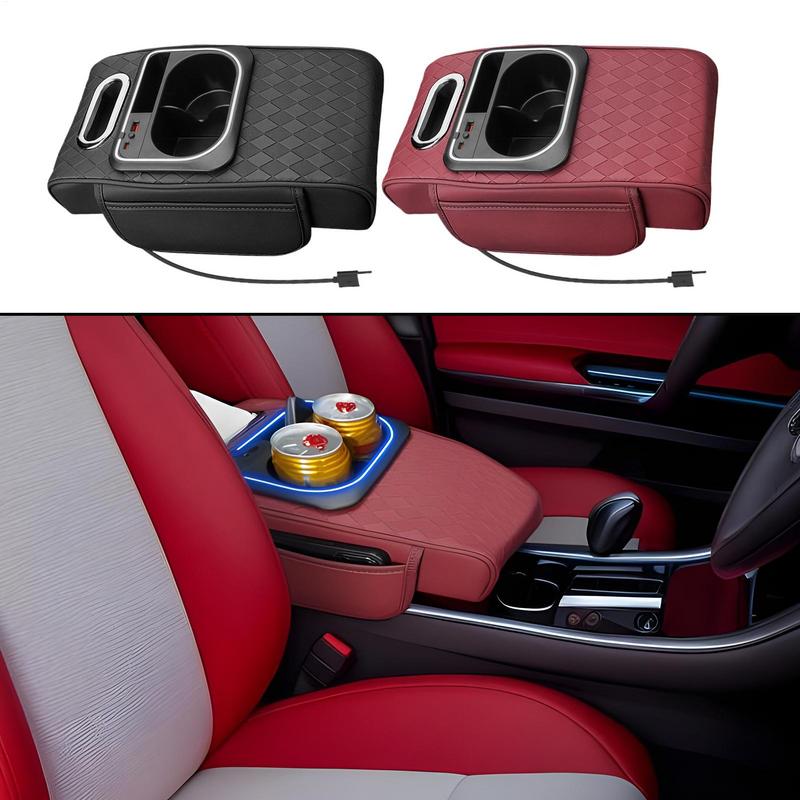 Arm Rest Organizer Car Auto Arm Rest Heightening Pad Multi-function Cup & Tissue Holder for Front Seat Organization Road Trip