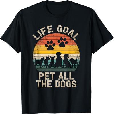 Lebensziel Alle Hunde streicheln Hundeliebhaber T-Shirt für Männer Frauen Mädchen Kinder