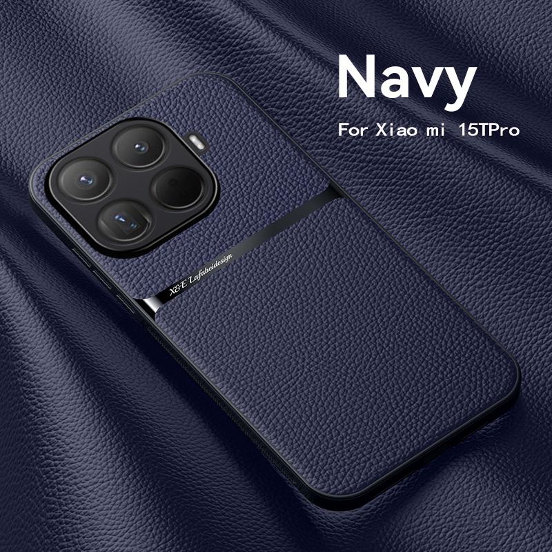 För Xiaomi 15T 15T Pro lädertextur, inbyggt magnetiskt TPU mjukt anti-fall anti-fingeravtryck telefonskal
