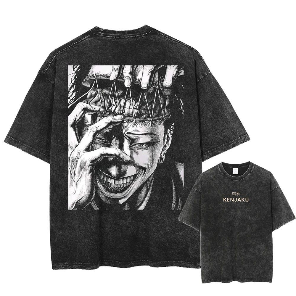 Anime Jujutsu Kaisen Printed Tshirt Mens and Womens Washed Tshirt High Quality Vintage Cotton Tshirt Harajuku YK Tops
