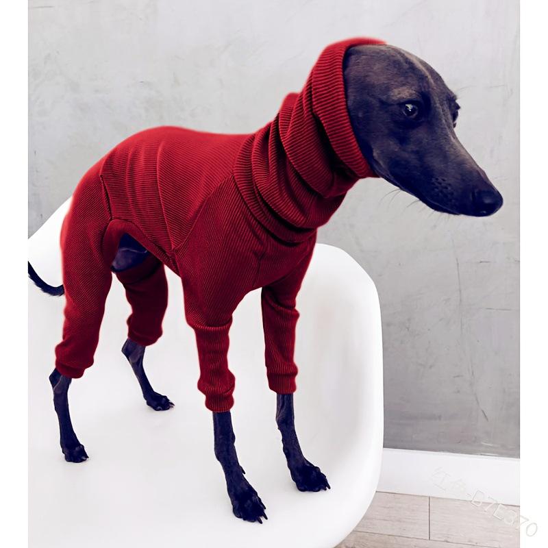 European & American Solid Color High-Neck Slim Fit Ribbed Dog Clothes for Autumn & Winter.