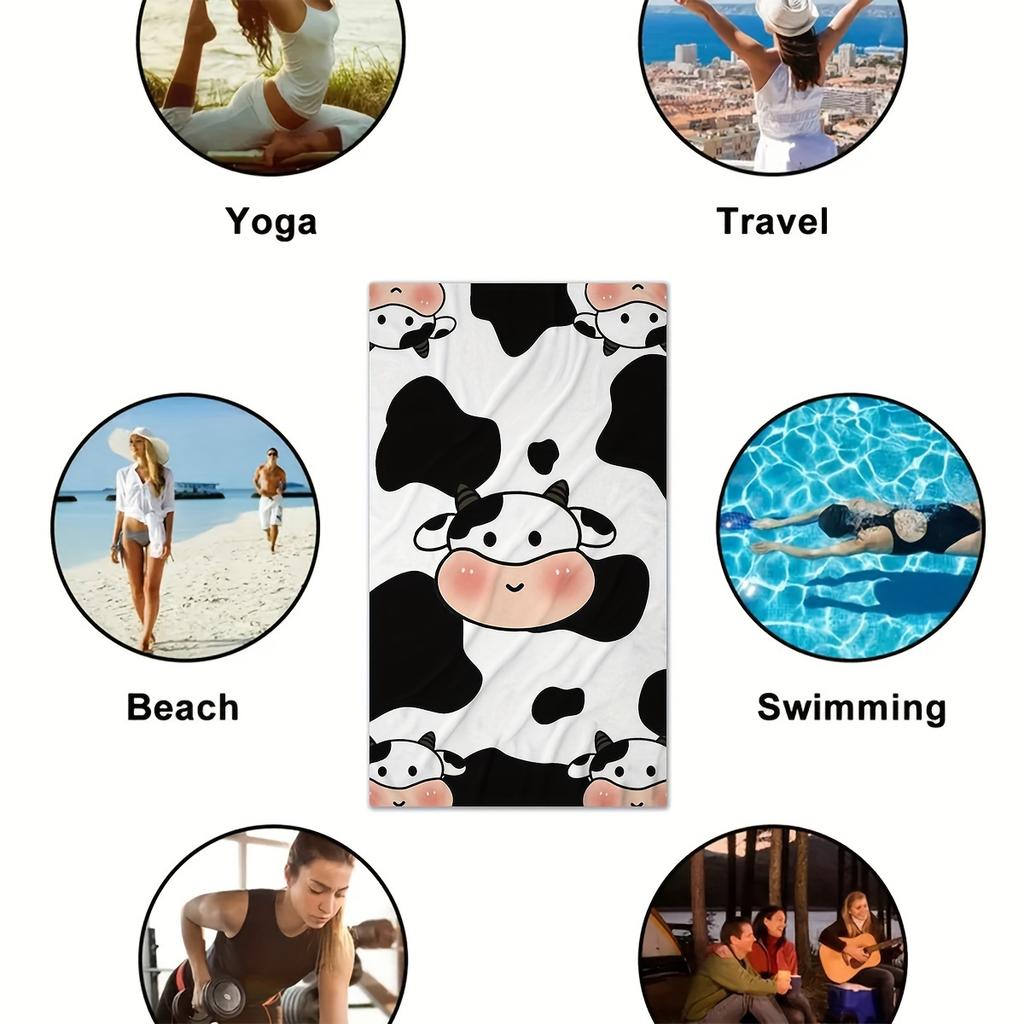Cute Cow Print Bath Towel - Ultra Soft, Quick Dry, Breathable, Comfortable Design, Perfect for Summer Vibes and Beach Days