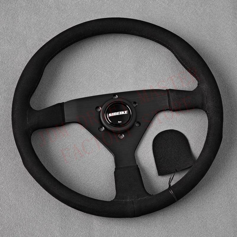 SIBEIKE JDM Montecarlo Black Suede Leather Steering Wheel Sim Racing Sport Steering Wheel