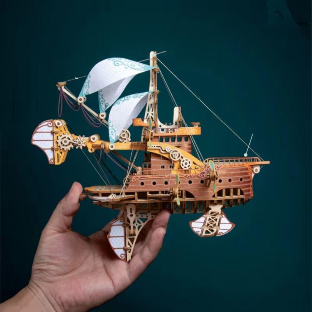 Assembly DIY 3D Wooden Puzzle Miniature Model Ship Building Block Kits  Children Kids Girls