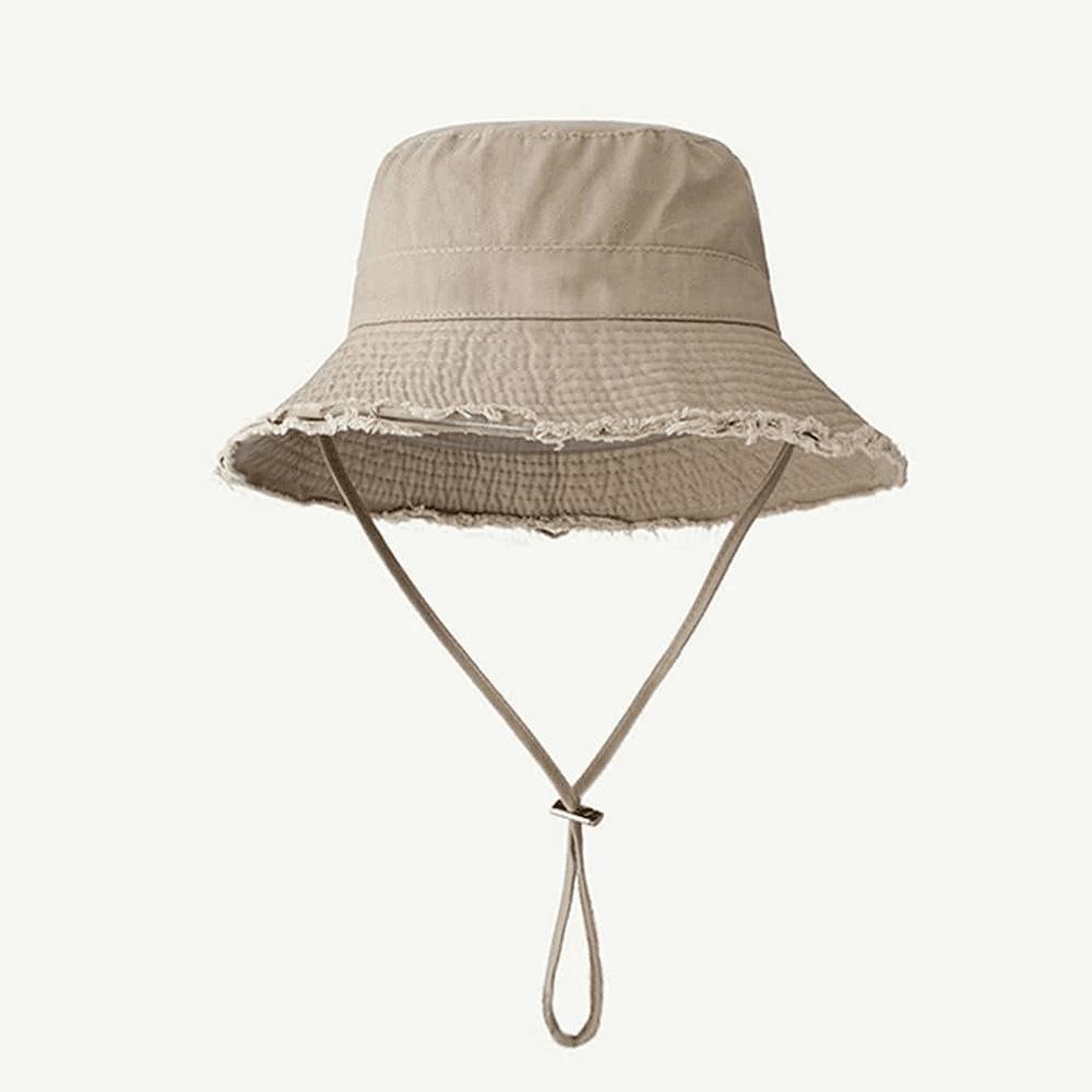 New Fashionable Style Bucket Hat Sun Resistant Adjustable Fisherman Cap Fringed Solid Color Summer Sunshade Hat Four Seasons