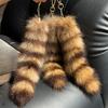 Raccoon Tail Fur Keychain Pendant Real Hair Plush Small Tail Pendant Schoolbag Backpack Bag Jewelry