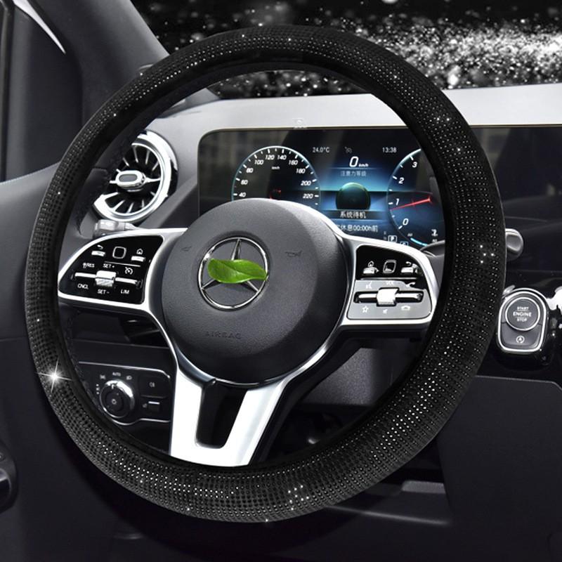 Universal Crystal Rhinestone Steering Wheel Cover Cars - Full Drill Design All-Season Use Sporty Style Fits 38cm Diameter