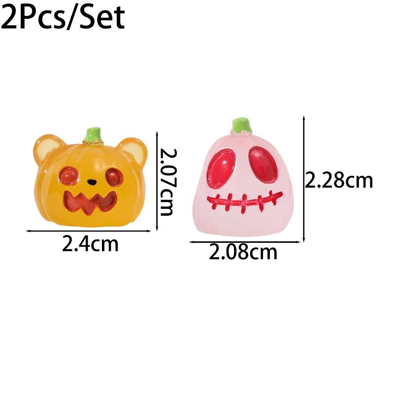 8PCS Spooky Halloween Luminous Pumpkin Ghost Mini Glow In The Dark Resin Craft Statues Vivid Color Home Party Display Kids