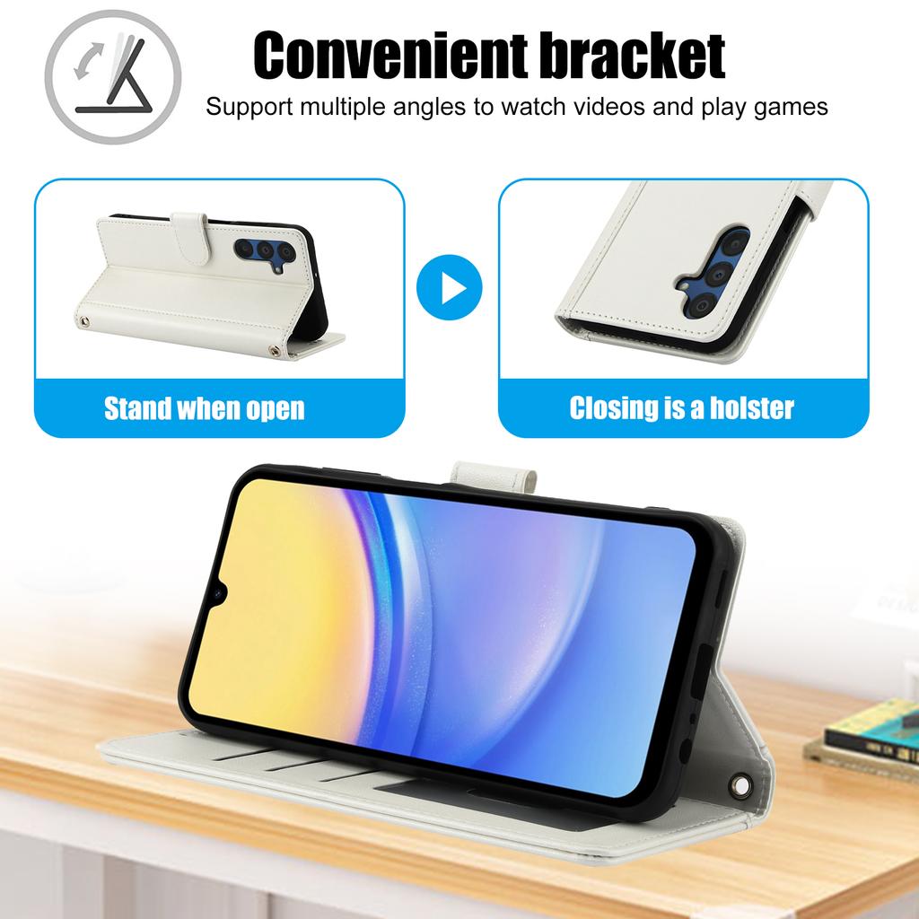 SY-003 For Samsung Galaxy A35 5G Case PU Leather Stand View Phone Wallet Cover with Hand Strap
