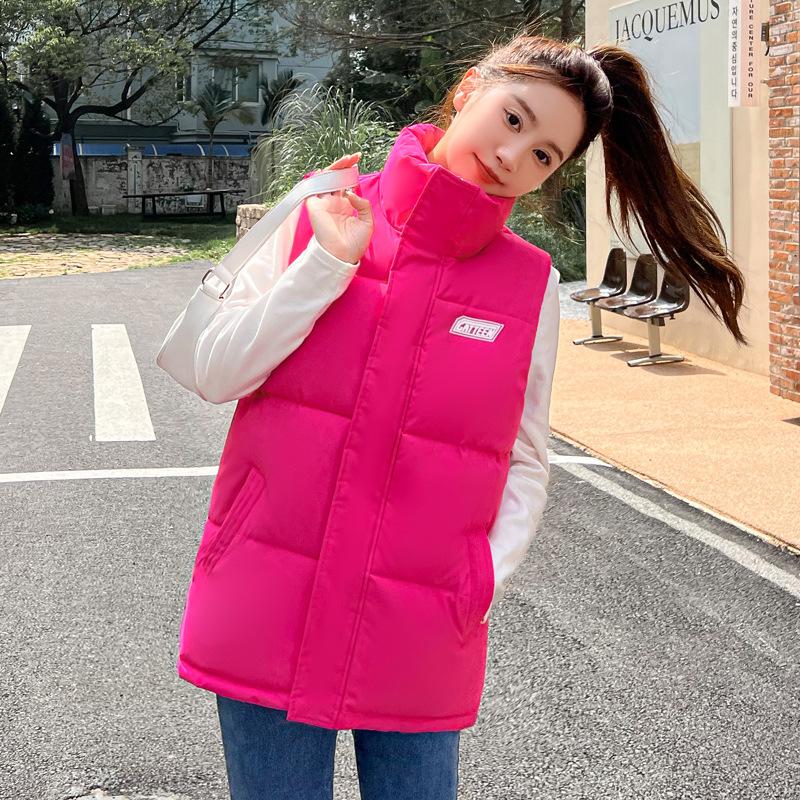 

Осень/зима женский однотонный воротник-стойка с этикеткой, облегающий ветрозащитный теплый короткий жилет без рукавов, 6 цветов