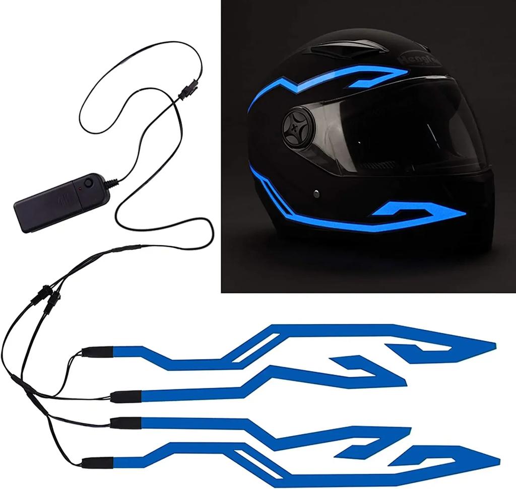 Motorcycle Helmet Light Night Riding Signal Helmet 4 In 1 EL Light 3 Mode Led Helmet Light Strip Decoration Accessories Kit